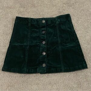 Forever 21 Green Corduroy A-Line Mini Skirt